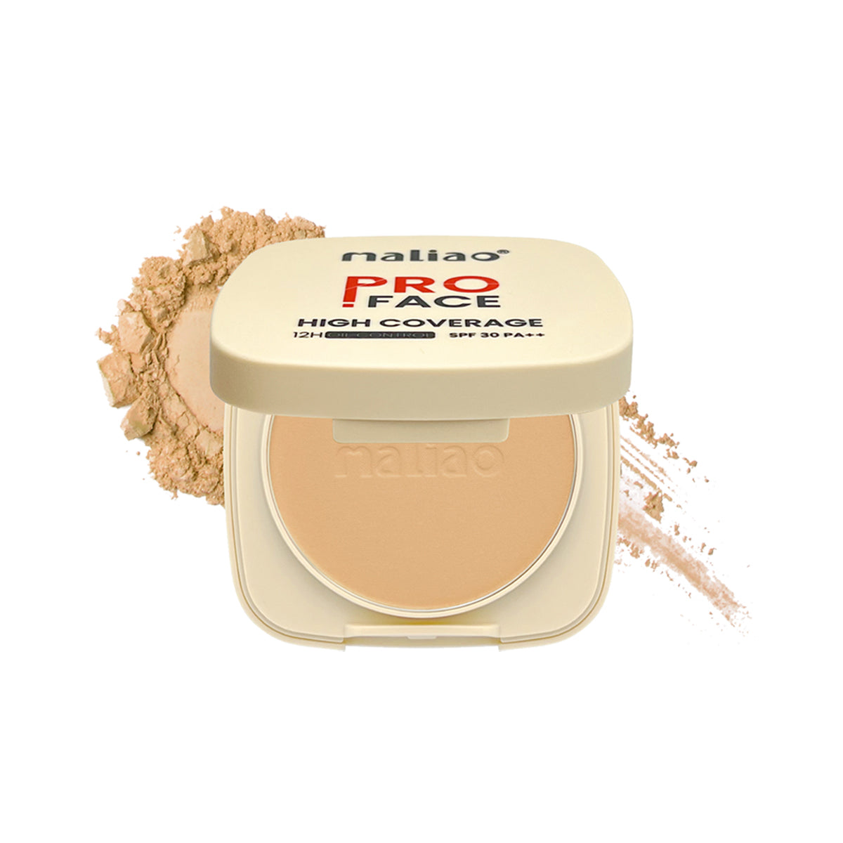 Maliao Pro Face High Coverage Compact Powder - 12H Oil Control, SPF 30 PA++, Long-Lasting Matte Finish